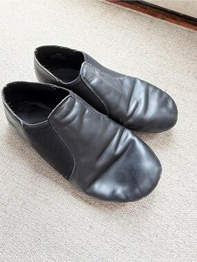 Kids Black Slip-On Leather Jazz Shoes